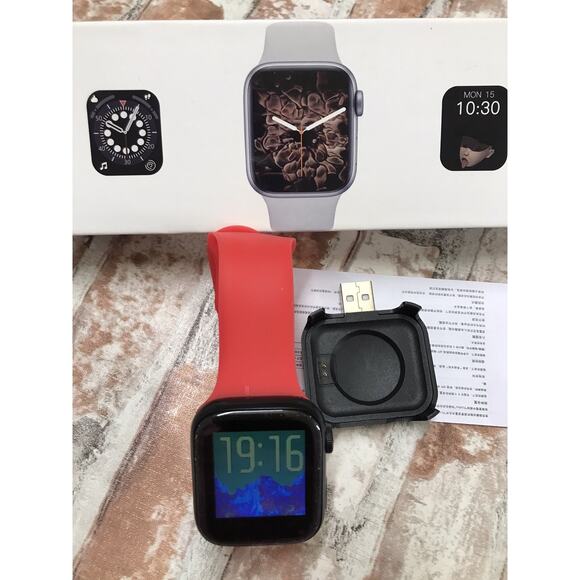 T500+ Plus Smart Watch SERIES RED BLUETOOTH WILL CONNECT IPHONE SAMSUNG 45mm - Picture 5 of 7